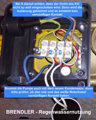 Einbau eines Kondensators bei einer Aspri Pumpe